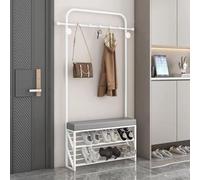 Generico Porta Scarpe e Attaccapanni, Panca Contenitore Camera da Letto 3 in 1 for Ingresso, Scarpiera Indipendente con Ganci Appendiabiti and Ripiano