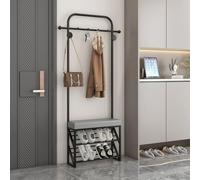 Generico Porta Scarpe e Attaccapanni, Panca Contenitore Camera da Letto 3 in 1 for Ingresso, Scarpiera Indipendente con Ganci Appendiabiti and Ripiano