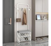 Generico Porta Scarpe e Attaccapanni, Panca Contenitore Camera da Letto 3 in 1 for Ingresso, Scarpiera Indipendente con Ganci Appendiabiti and Ripiano