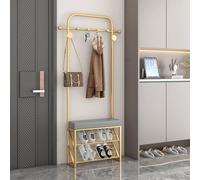 Generico Porta Scarpe e Attaccapanni, Panca Contenitore Camera da Letto 3 in 1 for Ingresso, Scarpiera Indipendente con Ganci Appendiabiti and Ripiano