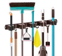 Generico Porta Scope da Muro Acciaio Inox Nero Appendi Scope Portascope E Utensili Salva Spazio Raccoglitore Giardino Parete