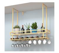 Generico Portabicchieri Da Soffitto A 2 Livelli, Espositore For Vino Con Luci, Portaoggetti For Bar E Caffè, Capacità Di Carico Di 100 Kg, For Calici/tazze(Gold,100x30x80cm)