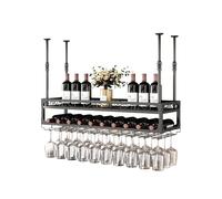 Generico Portabicchieri Da Soffitto A 2 Livelli, Espositore For Vino Sospeso, Altezza Regolabile 30-60 Cm, Capacità Di Carico 80 Kg, For Bar E Cucina Di Casa(80x30x27cm)