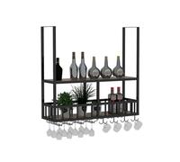 Generico Portabicchieri Da Soffitto A 2 Livelli, Mensola Espositiva For Vino Sospesa, Portacalici/tazze, Capacità Di Carico 80 Kg, For Bar, Caffetteria, Cucina(100x80x30cm)