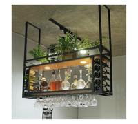 Generico Portabicchieri Da Soffitto A 2 Livelli, Mobiletto Portabottiglie Creativo For Bancone Bar, Decorazione Da Bar For La Casa, Capacità Di Carico Di 150 Kg, For Bottiglie(100x30x95cm)