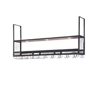 Generico Portabicchieri Da Soffitto Con 4 Luci, Espositore For Vino Sospeso A 2 Livelli, Portacalici/tazze, Capacità Di Carico 150 Kg, For Ristorante E Bar(60x30x80cm)