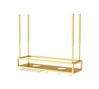 Generico Portabicchieri Da Soffitto Con Braccio Regolabile, Portabottiglie Da Appendere In Ferro Con Luci, Portacalici/tazze, Capacità Di Carico 80 Kg, For Bar E Cucina Di Casa(Gold,80x25x60cm)