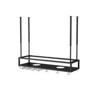 Generico Portabicchieri Da Soffitto Con Braccio Regolabile, Portabottiglie Da Appendere In Ferro Con Luci, Portacalici/tazze, Capacità Di Carico 80 Kg, For Bar E Cucina Di Casa(Black,60x25x60cm)