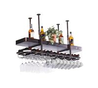 Generico Portabicchieri Da Soffitto Con Luci, Portaoggetti For Bar E Caffè, Espositore Sospeso A 2 Livelli, 6 Posizioni Di Lunghezza Del Braccio Regolabili,Di Carico Di 100 Kg(80x35x27cm)