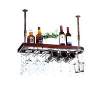 Generico Portabicchieri Da Soffitto Con Ripiano In Vetro, Portabottiglie Da Appendere In Metallo, Pendente Decorativo In Cristallo, Altezza Regolabile 30-60 Cm(60x28x30cm)