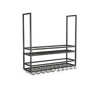 Generico Portabicchieri Da Soffitto For Impieghi Gravosi, Portabottiglie In Ferro A 2 Livelli, Portabottiglie Decorativo For Bar E Caffè, Capacità Di Carico Di 150 Kg, For Bottiglie(100x120x30cm)