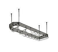 Generico Portabicchieri Da Soffitto, Mensola For Esposizione Vino Sospesa, Porta Calici/tazze, Altezza Regolabile 30-60 Cm, Capacità Di Carico 80 Kg, For Caffè A Casa(Black,80x60x25cm)