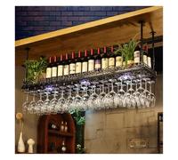 Generico Portabicchieri Da Soffitto, Portabottiglie Da Appendere In Metallo, Altezza Regolabile 30-60 Cm, Capacità Di Carico 80 Kg, For Calici, Bicchieri E Tazze(Black,100x35x60cm)