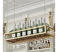 Generico Portabicchieri da Vino da Appendere sotto Il ripiano - Organizer salvaspazio per Bicchieri da Appendere con Catena in Ferro per Cucina e Bar - Supporto in Metallo (140x25x21 cm) - Perfetto p