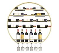 Generico Portabicchieri da Vino Rustico da soffitto, Regolabile, per Diversi Tipi di calici, Moderno portabottiglie da Parete con 5 Ripiani, portabottiglie in Metallo e portabicchieri per Bar, Sala d