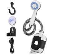 Generico Portable Camping Shower with Adjustable Flow,Portable Shower Head,Portable Shower for Camping,for Hiking,RV,Travel,Pet And Car Wash Use (White)