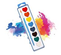 Generico Portable Doodling Set - ABS 8.66x1.97x0.55in | Watercolour Paint Palette | Heart Shaped Watercolor Paints For Kids Travel Art Sketching Craft Gift