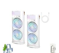 Generico Portable Double Fan, 3 in 1 Fan Portable, Rechargeable Misting Fans Portable Air Conditioner, with 3 Speed, 600ml Water Tank, Personal Quiet Table Fan for Home Office Desktop Bedroom (2pcs)