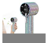 Generico Portable Fan, Rhinestone Handheld Cooling Fan, 6.69x3.15x2.36 inches, Quiet Rechargeable with LED Display, Air Circulator for Kids School Picnic Camping Desk Beach Vacation Summer, Travel