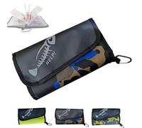 Generico Portable Fishing Lure Multi-Layer Storage Bag, Waterproof Tackle Binder with Buckle, Multi-Function Soft Bait Binder, for Rigs, Hooks, Sinkers Storage (Camouflage Blue)