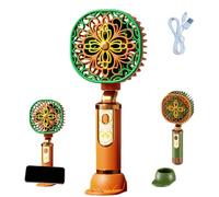 Generico Portable Floral Mini Fan with Phone Stand, 3 Speed Rechargeable Handheld Desk Fan with Base, Personal Battery Powered Lightweight Small Cooling Fans for Travel,Makeup,Summer Gifts