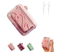 Generico Portable Floss Pick Dispenser with One-Touch Eject, Travel Floss Picks Case, Compact Case Can Holds 15-16 Refillable Flossers, Easy to Carry with you, With 100 PCS Flos (Pink+100PCS Floss)