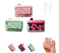Generico Portable Floss Pick Dispenser with One-Touch Eject, Travel Floss Picks Case, Compact Case Can Holds 15-16 Refillable Flossers, Easy to Carry with you, With 100 PCS Flos (MIX+300PCS Floss)