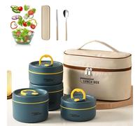 Generico Portable Insulated Lunch Container Set, 2/3/4 Separate Stackable Thermal Food Lunch Container, Hot Food Lunch Containers, Unisex,For Work Picnics Camping (Blue 4-Tier)