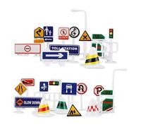 Generico Portable Kids Traffic Signs - 28 Pieces Learning Game | Educational Traffic Lights And Signs for Classroom, And Play, Birthday, Holiday, Garden, Easter Halloween Fun Educational Activity