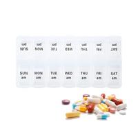 Generico Portable Medicine Box - PP 7 Day 2 Times Daily Standard Size | AM PM Pill Organizer, 7 Compartment Travel Pill Dispenser For Medicine Supplement Fish Oil Storage Use | Health Organization