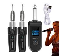 Generico Portable Mic Transmitter and Receiver, 10 Channels Wireless Condenser Mic Adapter, Plug-On Transmitter for Guitar Bass Electric Instruments, Zinc Alloy Plug and ABS Body