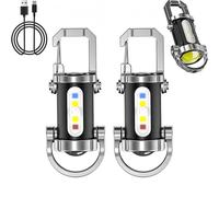 Generico Portable Rechargeable Bright Keychain Flashlight, Super Bright Mini Keychains Flashlights,Multiple Light Modes Waterproof Type-C USB LED Light,Power Bank Function for Camping Hiking (2PCS)