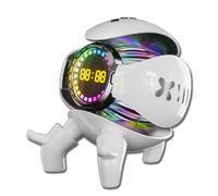 Generico Portable Robot Bluetooth Speaker,6W True Wireless Speaker,with Alarm Clock RGB Lights,Deep Bass Loud Stereo Sound,Bluetooth 5.1 TWS Pairing Support TF Card AUX Input FM Radio (White)