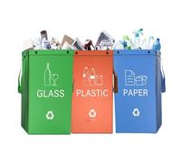 Generico Portable Trash Can, Reusable Garbage Bin, Compact Waste Container, 3 Piece 40mL Set, 19.7 Inches, Space Saving Design, Ideal for Bathroom, Dorm, Closet, Pantry, Under Cabinet, Apartment