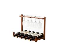 Generico Portabottiglie Con Portabicchieri 3/4/5, Impilabile In Bambù Da 3-10 Bottiglie Autoportante, For Sala Pranzo Del Bar Di Casa(53x24x38cm)