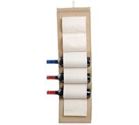 Generico Portabottiglie da Parete in Juta Naturale, Cantinetta Verticale per 6 Bottiglie di Vino, 89x25 cm, con Tasche in Cotone