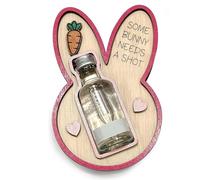 Generico Portabottiglie di liquore coniglietto pasquale: qualche coniglietto ha bisogno di un bicchierino! Mini portabottiglie di vino in legno a forma di coniglio (Pink)