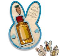 Generico Portabottiglie di liquore coniglietto pasquale: qualche coniglietto ha bisogno di un bicchierino! Mini portabottiglie di vino in legno a forma di coniglio (Blue)