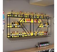 Generico Portabottiglie e portabicchieri da Parete - Elegante mensola da Bar in Ferro battuto, Elegante mobiletto per Vino per casa e Ristorante, Soluzione salvaspazio per conservare Il Vino Rosso