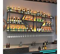 Generico Portabottiglie in Metallo da Parete - Elegante Mobile Bar sospeso con Ripiani in Vetro - Conservazione del Vino salvaspazio per casa e Ristorante - Perfetto Arredamento Moderno per Il soggio