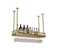 Generico Portabottiglie Sospeso Con Portabicchieri E Ripiano, Portabicchieri Da Soffitto In Ferro, Decorazione For Bar E Caffè, Capacità Di Carico Di 80 Kg, For Bottiglie(100x35x60cm)