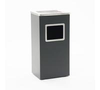 Generico Portacenere e gettacarte rettangolare 16L da esterno/da interno32x24x60 cm colore NERO - da pavimento, bidone con maniglia per lo svuotamento