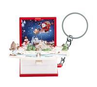 Genérico Portachiavi a libro - Mini libro pop-up con tema natalizio + materiale ABS durevole | accessorio portachiavi leggero | ideale per borse, chiavi, zaini e regali natalizi.