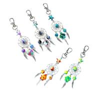 Generico Portachiavi acchiappasogni Tartaruga, stella marina, perline colorate piume argentate gadget accessorio donna idea regalo vari colori a scelta (AZZURRO VERDE NERO)