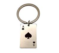 Generico Portachiavi Asso di Picche in Acciaio Inossidabile Carte da Poker Texas Hold'em Gadget Accessori Idea Regalo