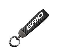 Generico Portachiavi Auto Fibra di Carbonio per Honda Brio, Portachiavi con Anello A D Ruotabile,Black-12.5cm
