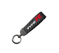 Generico Portachiavi Auto per Honda Type R, Portachiavi in Microfiber Pelle con Anello A D Ruotabile,Black