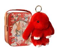Generico Portachiavi Bunny-Lulu Con Scatola, Portachiavi Con Coniglio Di Peluche, Portachiavi Con Ciondolo A Forma Di Animale Con Coniglio Morbido Ornamento Bomboniere Natalizie Per Bambini (Rosso)