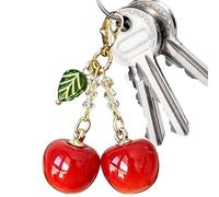 Generico Portachiavi Ciliegia Rossa,Anello Portachiavi con Ciondolo,Ciondolo Ciliegia | Accessorio Ideale per Donna Mamma e Ragazza come Decorazione Auto Telefono Viaggio Borse Tote e Zaino