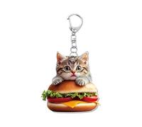 Generico Portachiavi di fascino gatto hamburger - ciondolo a portata di cibo, accessorio per borse acrilico carino | Keeechain look simpatico per borse, zaini, chiavi 'auto, supporto chiave di diver